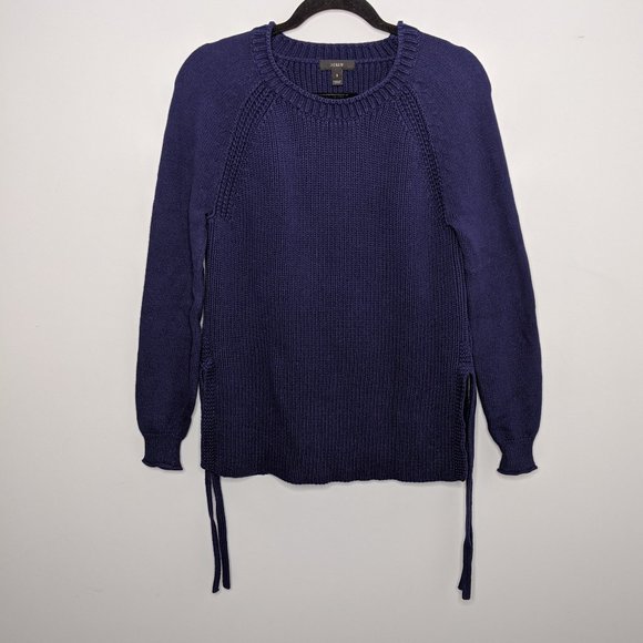 J CREW • Navy Blue Ribbed Tie Crewneck Sweater S - Picture 2 of 8